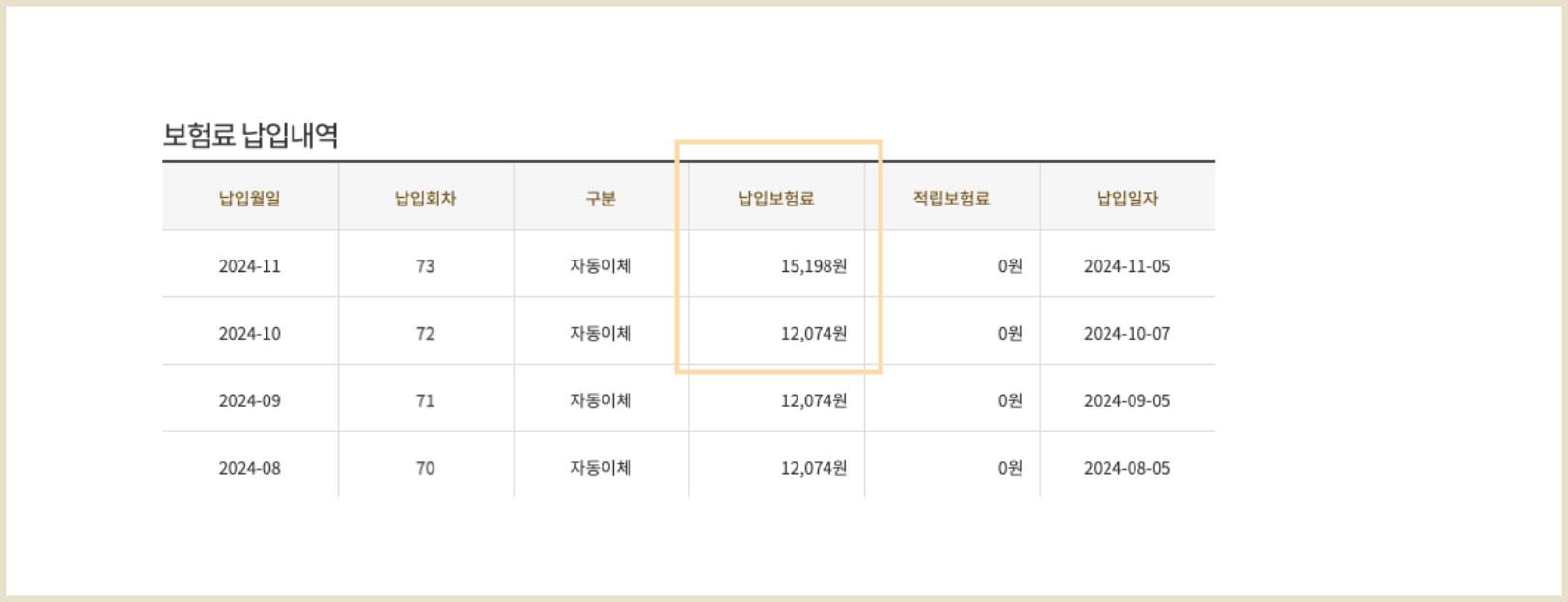 보험료 납입내역